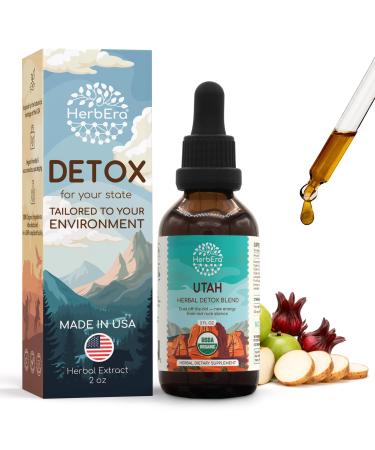 HerbEra Utah Herbal Detox Blend - USDA Organic Extract Made in USA | Immune & Liver Support Liquid Drops | Amla Burdock Dandelion Root Licorice Milk Thistle Hibiscus | 2 fl oz