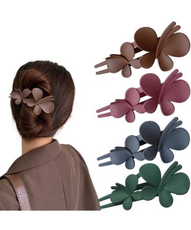 Hair Clip Butterfly Hair Clips Ladies Large Matte Duckbill Hair Clip Crocodile Hairpin For Women Girls (4 Pieces) - Buy Online on GoSupps.com