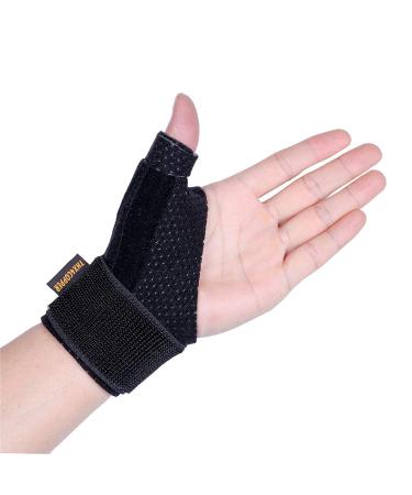 Thx4COPPER Reversible Thumb & Wrist Stabilizer Splint for Trigger Finger Pain Relief Arthritis Tendonitis Sprained Carpal Tunnel Breathable S-M Black