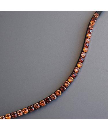 Happiness Horses Brown 'Wood' Head Straps with Glitter Stones | Curved Hand-Sewn Shetty Leather - Premium Quality Horse Accessories - Buy Online on GoSupps.com
