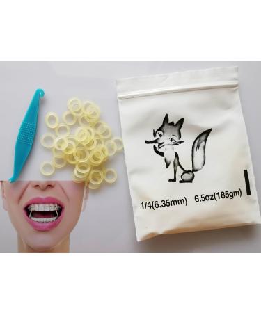 DentalSmile Amber Elastic Latex Braces 14 Orthodontics XX Heavy 6.5oz Dental Latex Bands Dreads Doll Hair Braids Horse Mane Tail Fix Tooth Gap Top Knots Free Elastic Placer(Natural 1Bag (100 Pcs))