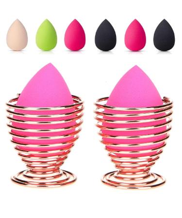 2 Pack Beauty Blender Drying Holder Stands Stainless Steel Makeup Egg Powder Puff Sponge Rack Display Stand for Women Superior Air Permeability Rose Gold