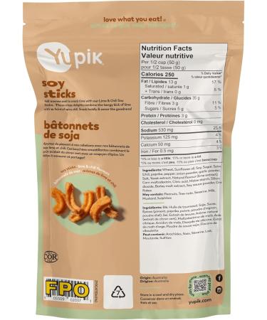 Yupik Lime & Chili Soy Sticks 142 g GMO-Free Snack Crunchy Zesty Snack Crispy Soya Crackers Natural Flavors Perfect for Any Occasion - Buy Online on GoSupps.com