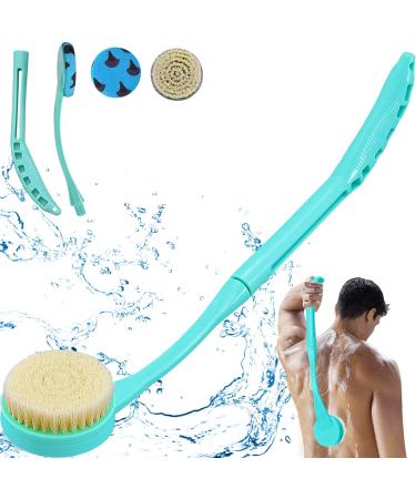 Back Brush Long Handle for Shower  20.5  Bath Brush  Back Scrubber  Shower Body Brush with Curved Handle for Men Women 20.5  Blue Cloth Brush+Soft Bristles