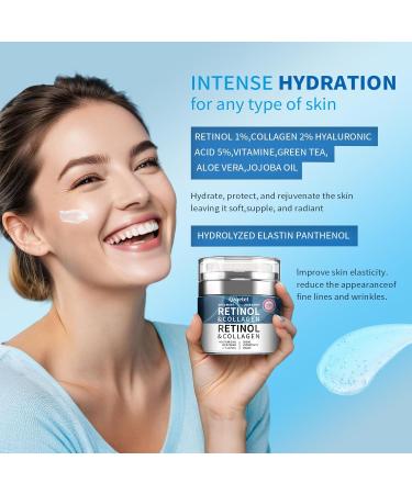 Retinol Face Cream 1.7 fl.oz Anti-Aging Facial Moisturizer Collagen Hyaluronic Acid Cream Daily Moisturizer Face Lotion for All Skin Tapes Women and Men - Buy Online on GoSupps.com