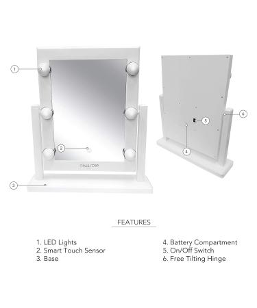 Olivia Rose Hollywood Style Vanity Mirror with Lights - Large Lighted Makeup Mirror in White/Silver - Buy Online on GoSupps.com