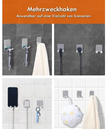 Gorffy Razor Holder Shower - 6-Piece Stainless Steel Multi-Purpose Waterproof Hooks | Self-Adhesive Bathroom Organizer - Buy Online on GoSupps.com