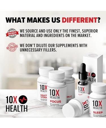 10X Health Sleep Supplements for Adults - 60 Capsules - Melatonin 3mg L Theanine Magnesium Supplement Magnesium Oxide for Deep Better Rest & Relaxation - 3-in-1 Natural Sleep Support - Buy Online on GoSupps.com