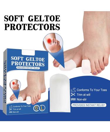 6-Pack Soft Gel Toe Caps Protectors for Men & Women - Toe Sleeves for Corns, Blisters, Hair Sticking - Flexible Cushions - White One Size - Buy Online on GoSupps.com