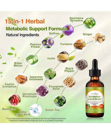 LTTLAODIZ Liquid Berberine Drops with Ceylon Cinnamon & Chromium Picolinate Blood Sugar Support Complex Berberine Liquid Supplement 300mg per Serving 2 fl oz - Buy Online on GoSupps.com