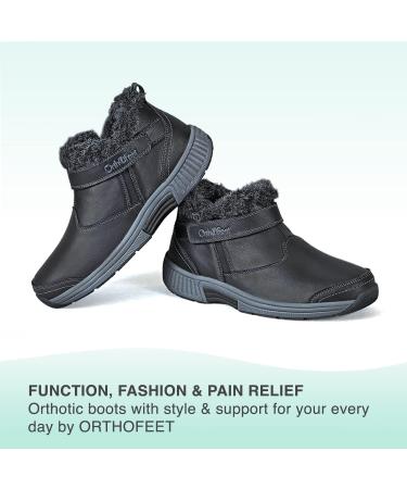 Orthofeet Siena 7 Black Orthopedic Boots for Women - Plantar Fasciitis Relief & Arch Support - Buy Online on GoSupps.com