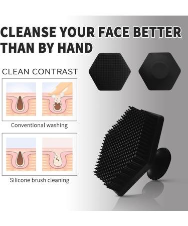 VWMYQ Silicone Face Scrubber for Men - Gentle Exfoliator Pad & Massager | Black Facial Cleansing Brush for Dead Skin Removal - Buy Online on GoSupps.com