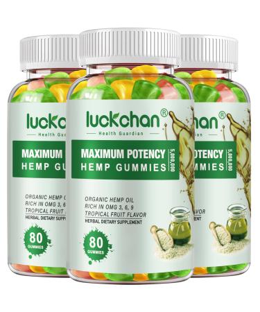 (3 Packs) Hemp Gummies High Potency for Sleep Pain Anxiety- Pure Extra Strength Organic H mp Oil Gummies - 100% Natural Bear Hemp Gummy for Adults