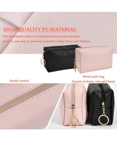 2-Piece PU Travel Makeup Storage Bag - Waterproof Organizer for Women Men & Kids - Pink & Black Cosmetic Bags - Buy Online on GoSupps.com