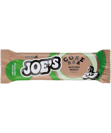 Weider Joe's Core Bar (12x45g) Hazelnut-Nougat. High Protein Bar with Soft Protein Core and Milk Chocolate Coating Low Sugar 32% Protein/Bar Real Hazelnut Chunks Optimal in diet/muscle building NOUGAT HAZELNUT 12x45g - Buy Online on GoSupps.com