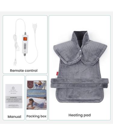 Large Electric Heating Pad for Back Pain Relief - 4 Heating Levels, Auto Shut Off, Moist Therapy - Washable 24x35 Grey - Buy Online on GoSupps.com