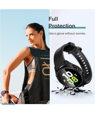 Tensea 4+4 Pack Galaxy Watch 5 & 4 Screen Protector and Case Set 44mm - Anti-Fog Tempered Glass Film with Hard PC Bumper Cover - Clear/Black/Silver/Blue - Buy Online on GoSupps.com