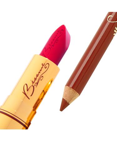 BESAME COSMETICS - Victory Red Lipstick + Masterliner Universal Red Lip Pencil Vintage Makeup Long Lasting Lipstick Coquette Makeup Deep Red Lipstick for Women Moisturizing Lipsticks for Women