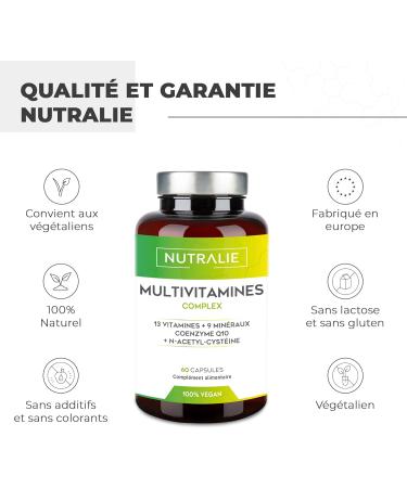 MULTIVITAMINS and Minerals - Multi Complete Vitamins for Adults Men and Women - Vitamins A B C D E K Zinc Magnesium Biotin and Q10 | 60 Organic Vegan Capsules NUTRALIE - Buy Online on GoSupps.com