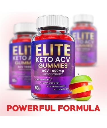 (2 Pack) Elite Keto ACV Gummies - Vegan Formula with ACV, B12, B6, Beet Root Juice - Supports Weight Loss - 120 Gummies - Buy Online on GoSupps.com