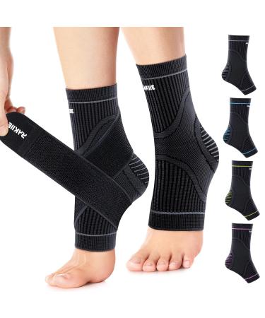 Ankle Brace for Sprained Ankle 1 Pair High Elasticity Ankle Support for Women Men Compression Socks for Plantar Fasciitis Relief Foot Sleeves for Achilles Tendonitis Pain Relief Black M Black Medium