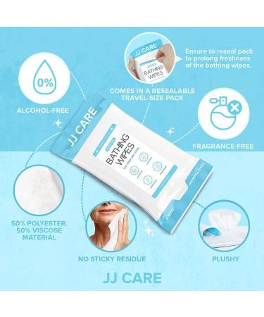 JJ CARE Bathing Wipes Pack of 25 - No Rinse Body Wipes for Adults - Shower Wipes for Elderly - Convenience at Your Fingertips - Buy Online on GoSupps.com