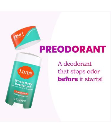 Lume Whole Body Deodorant - Invisible Cream Tube Mini and Solid Stick - 72 Hour Odor Control - Aluminum Free Baking Soda Free Skin Safe - 0.5 Oz Mini Tube + 2.6 Oz Solid Stick (Minted Cucumber) - Buy Online on GoSupps.com