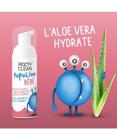 PopoLino Baby Mousse nettoyante douce au lieu de lingettes humides. Rend les fesses et l'environnement heureux avec aloe vera hamamelis begamotte et vitamine E - Buy Online on GoSupps.com