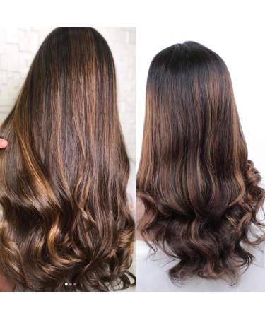 Ombre Lace Front Human Hair Wigs for Black Women Wavy Gluess Brazilian Virgin Hair Long Body Wave Wig with Baby Hair 18inch 45.72 cm (1 SPACE) OMBRE COLOR