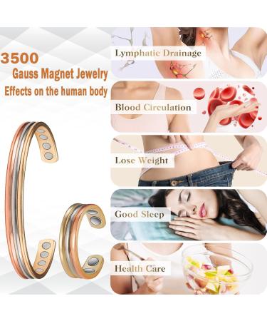 Pure Copper Magnetic Therapy Jewelry Set for Arthritis Relief - Bracelets & Rings for Men & Women (3500 Gauss) | Lymph Drainage & Carpal Tunnel Pain Relief - Buy Online on GoSupps.com