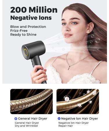 Bopcal Ionic Hair Dryer - 1500W High-Speed Blow Dryer for All Hair Types Lightweight Quiet & Fast Drying with 200 Million Negative Ions - Concentrator Included - Buy Online on GoSupps.com