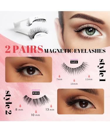 VICILEY Magnetic Eyelashes with Applicator Natural Look Reusable Magnetic Eyelash Fluffy Soft Magnetic Lashes 2 Pairs No Glue Needed Magnetic Lashes Kit Easy to Wear and Remove Magnetic Lashes-2 pairs - Buy Online on GoSupps.com