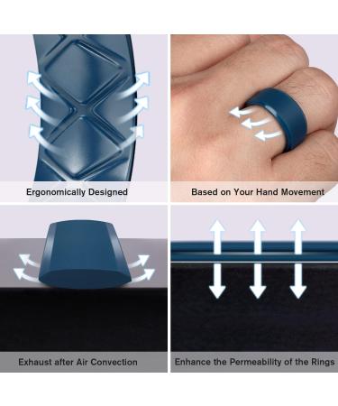 Egnaro Men's Silicone Wedding Ring Set - Inner Arc Ergonomic Design - Breathable Rubber Bands in Dark Blue, Black, Black Gray, and Dark Gray - 9mm Wide - Size 10 - Buy Online on GoSupps.com