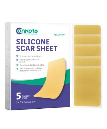 Silicone Scar Removal Sheets 2'' x 3'' for Body Scar Cosmetic Surgical Scar Burn Scars Acne Scar and Keloids Scar Treatment 5 Sheets