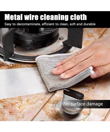 Crcyphne 10 PCS Multifunctional Non-Scratch Wire Dishcloth Silver Metal Steel Wire Dishwashing - Buy Online on GoSupps.com