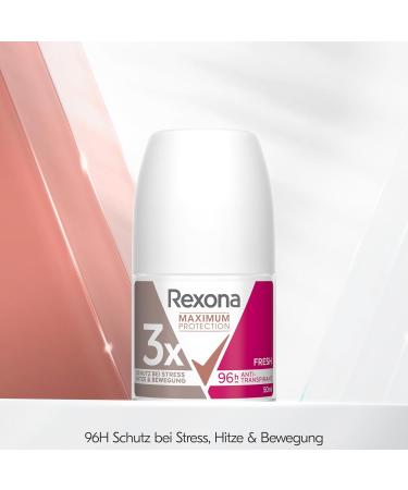  Rexona Rexona Maximum Protection Fresh Roll-On Deodorant Antiperspirant with 3 layers of protection against stress heat and movement. Extreme 96-hour protection. 50 ml - Buy Online on GoSupps.com