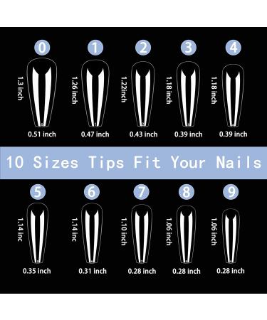 ToouYoun 400pcs Clear Coffin Press-On Nails | Long Full Cover Acrylic Nail Tips for DIY Nail Art - Buy Online on GoSupps.com