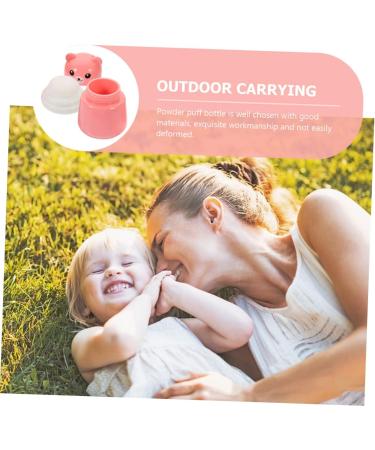 Beavorty 6-Piece Baby Powder Puff Set with Storage Bottle | Travel-Friendly Kit for Newborns | Loose Powder Sponge Container | Pink, 10x7CM - Buy Online on GoSupps.com