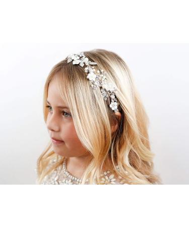 SWEETV Ivory Tulle Flower Girl Headpiece with Pearls - Perfect for Weddings, Birthdays, and First Communion - Buy Online on GoSupps.com
