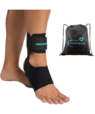 Air Cast Airheel Ankle Brace for Ankle Support Fits Left & Right Foot Support Brace for Achilles Tendonitis and Plantar Fasciitis with 2 Removable Stabilizer Large with a Lumintrail Drawstring Bag