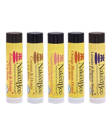 The Naked Bee Lip Balm Sampler  Coconut & Honey  Orange Blossom Honey  Pomegranate & Honey  Grapefruit Blossom Honey  Lavendar & Beeswax Absolute - Buy Online on GoSupps.com