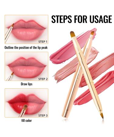 Double Lip Brush & Eyeliner Brush Set | Retractable Gold Makeup Brushes for Lips & Eyes - Buy Online on GoSupps.com