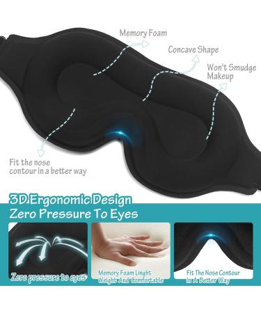 2-Pack 3D Contoured Sleep Mask Set for Men and Women - 100% Light Blockout, Adjustable Strap - Perfect for Travel, Shift Work, and Rest - Black - Buy Online on GoSupps.com