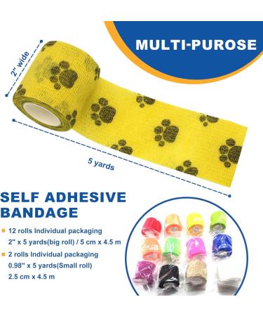 Self-Adhesive Elastic Wrap Bandage Tape - Non-Woven Multi-Color Vet Wrap for Thumb Finger Wrist & Ankle - 14 Rolls - Buy Online on GoSupps.com