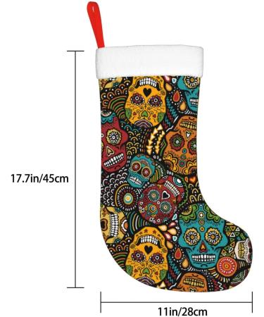 Ffexs Tropical Plants Christmas Socks - Velvet Sugar Skulls Print - One Size - Perfect for New Year & Holiday Gifts - Buy Online on GoSupps.com