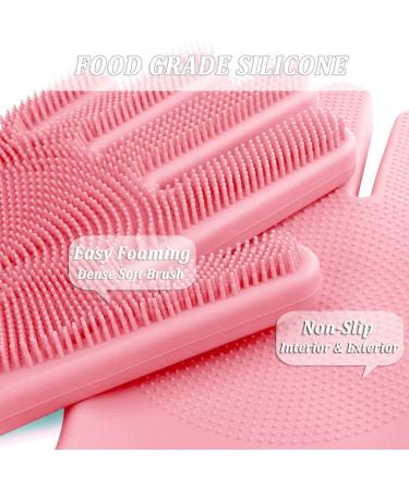 Taylor & Brown Pair of Magic Dishwashing Cleaning Sponge Gloves Reusable Silicone Brush Scrubber Heat Resistant for Kitchen Bathroom Cleaning Pet Hair Care Car Washing (Pink) - Buy Online on GoSupps.com