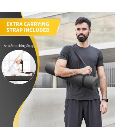 CAMBIVO Extra Wide Yoga Mat 72x32 1/4 - Eco-Friendly SGS Certified Large TPE Mat for Yoga, Pilates, Workout - Dark Black - Buy Online on GoSupps.com