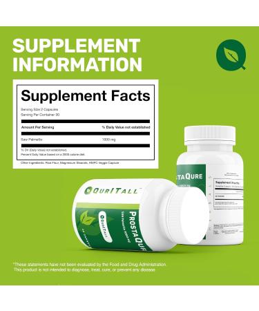 QurItAll ProstaQure Saw Palmetto 1000 mg - Prostate Supplements for Men's Health - Decrease Nightly Urination & Improved Urine Flow - 60 Capsules Vegan Soy Free & Gluten-Free - Buy Online on GoSupps.com