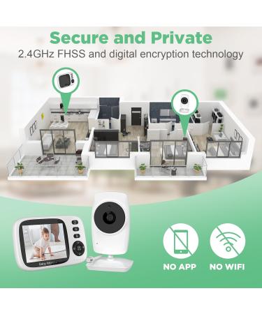 Pasuidu 3.2 inch Baby Monitor with Camera 2.4 GHz Eco Mode Lullabies 2x Zoom Temperature Display & VOX | International Shipping - Buy Online on GoSupps.com