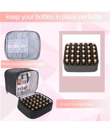 Double-Layer Nail Polish Organizer Case with UV Nail Lamp Storage - Holds 30 Bottles | Black - Buy Online on GoSupps.com